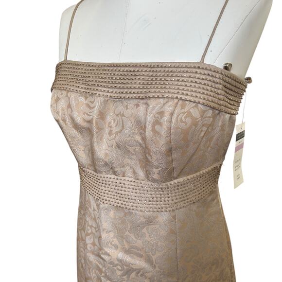 Vintage Y2K Cachet Women's Full Length Formal Champagne Brocade Beaded sz 6 NWT - Picture 13 of 15